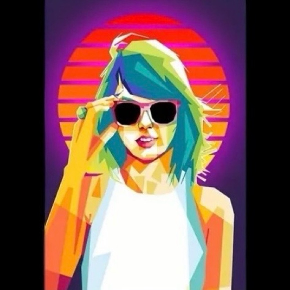Canvas Poster Taylor Swift Neon Cartoon Concert Collectible 16x24 inches